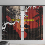 Central African Republic Window Curtain Red Black Nature Design and Buffalo - African Pride