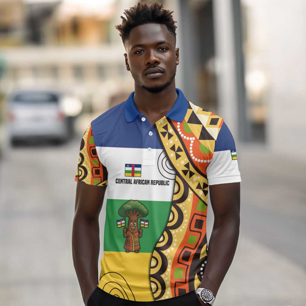 Central African Republic Polo Shirt Baobab and Flag - African Pride
