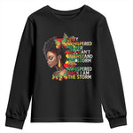 African Women Black History Month Youth Long Sleeve Shirt She Whispered Back I Am The Storm