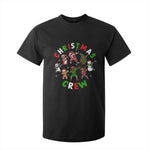 Christmas Crew T Shirt For Kid Black African American Santa Reindeer Snowman Dabbing