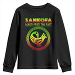 Black History Month Youth Long Sleeve Shirt Sankofa Learn From The Past African Bird Melanin