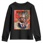 Malcolm X Youth Long Sleeve Shirt King Hip Hop Aesthetic Art Black Civil Rights
