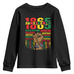 1865 Juneteenth Youth Long Sleeve Shirt Black Freedom African Resilience Remembrance