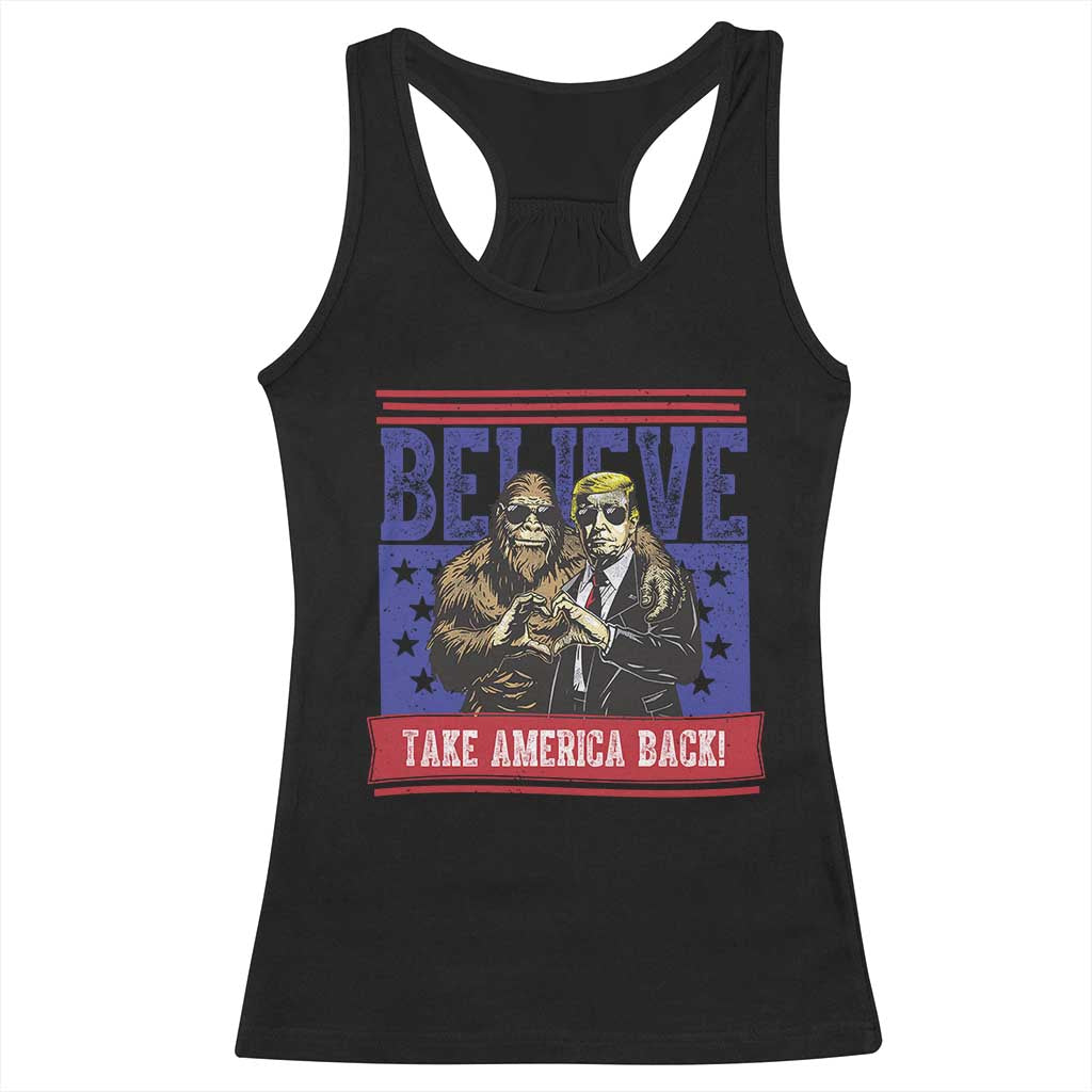 Funny Believe Bigfoot Trump Racerback Tank Top Take America Back