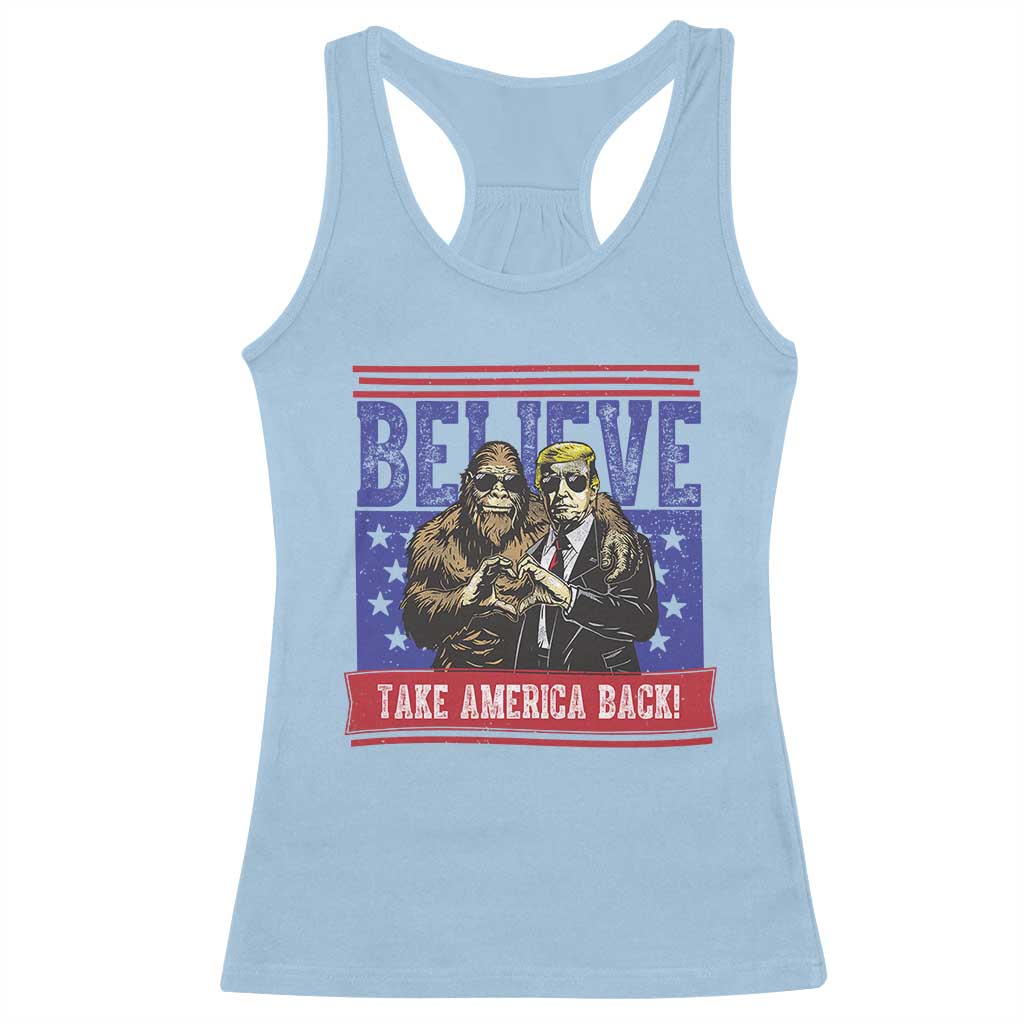 Funny Believe Bigfoot Trump Racerback Tank Top Take America Back