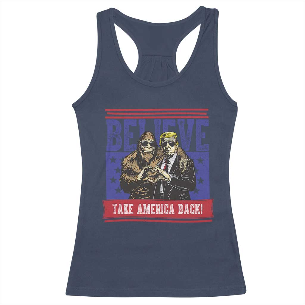 Funny Believe Bigfoot Trump Racerback Tank Top Take America Back
