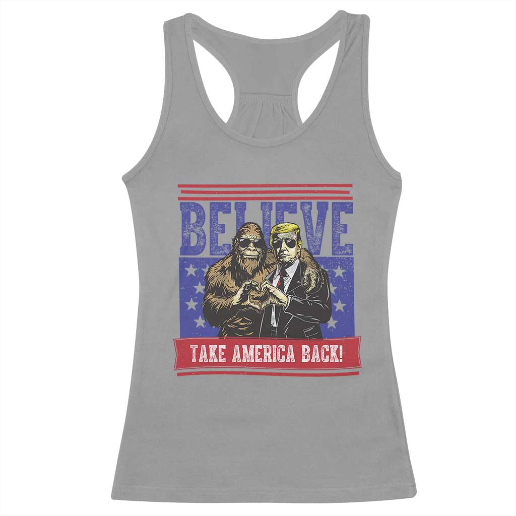 Funny Believe Bigfoot Trump Racerback Tank Top Take America Back