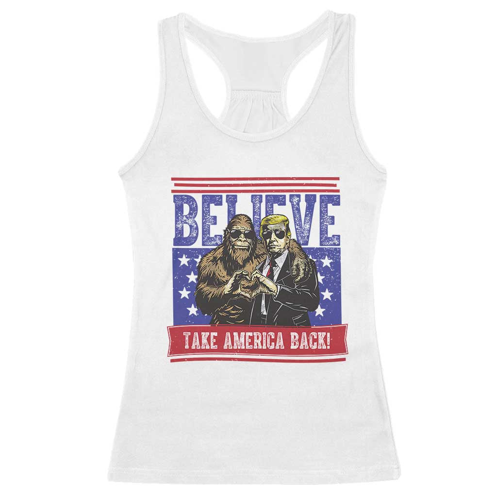 Funny Believe Bigfoot Trump Racerback Tank Top Take America Back