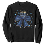 Happy Hanukkah Sweatshirt Coquette Hanukkah Bow Jewish Menorah - African Pride