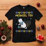Happy Hanukkah T Shirt Menorah Meowzel Tov Ugly Hanukkah - African Pride