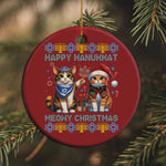 Cat Merry Christmas Happy Hanukkah Christmas Ornament Jewish Christian Ugly Hanukkah - African Pride