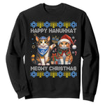 Cat Merry Christmas Happy Hanukkah Sweatshirt Jewish Christian Ugly Hanukkah - African Pride