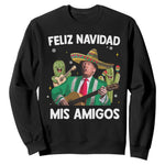 Mexico Christmas Trump Sweatshirt Feliz Navidad Mis Amigos Xmas Funny Trump Santa Ugly Christmas - African Pride
