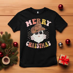 Christmas Cowboy T Shirt Vintage 90s Western Groovy Santa Claus Xmas Vibes - African Pride