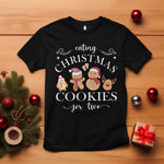 Christmas Pregnancy Announcement T Shirt Eating Xmas Cookies For Two Maternity Gift - African Pride