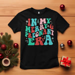 Christmas Pregnancy Announcement T Shirt Merry & Pregnant Era Cute Groovy Christmas Holiday Xmas - African Pride