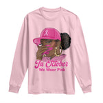 In October We Wear Pink Long Sleeve Shirt Black Women Breast Cancer Awareness - African Pride