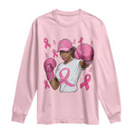 African American Fighter Breast Cancer Awareness Long Sleeve Shirt Pink Ribbon - African Pride