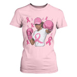 African American Fighter Breast Cancer Awareness T Shirt For Women Pink Ribbon - African Pride