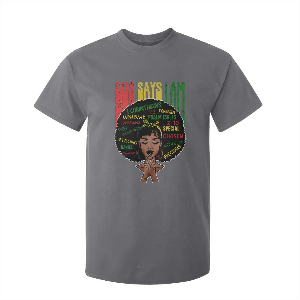 Proud Black African American T Shirt For Kid God Says I Am Black History Month Retro Afro Girl