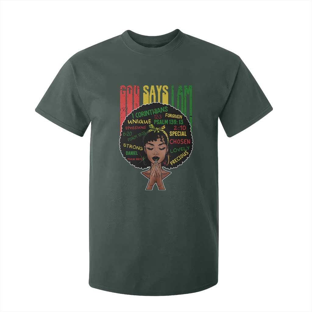 Proud Black African American T Shirt For Kid God Says I Am Black History Month Retro Afro Girl