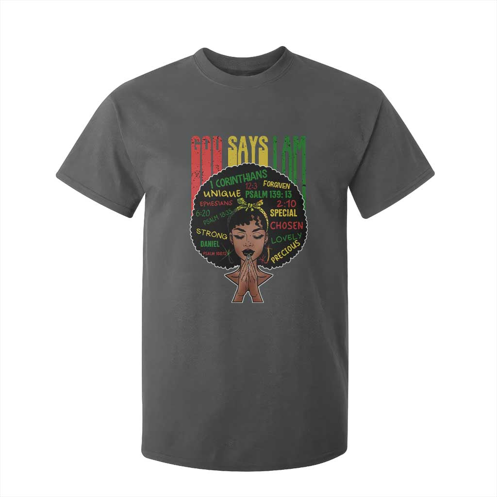 Proud Black African American T Shirt For Kid God Says I Am Black History Month Retro Afro Girl