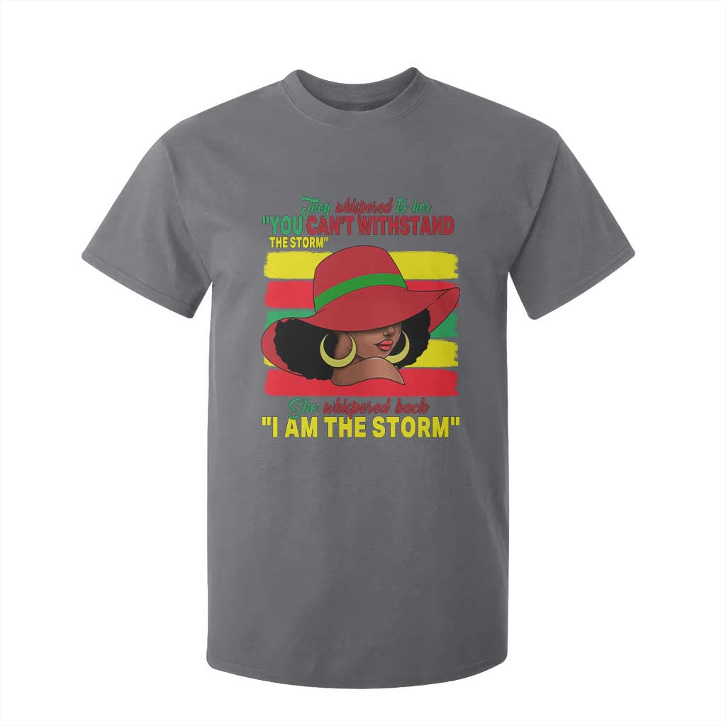 Proud Black African American T Shirt For Kid They Whispered To Her You Can't Withstand The Storm Black History Month