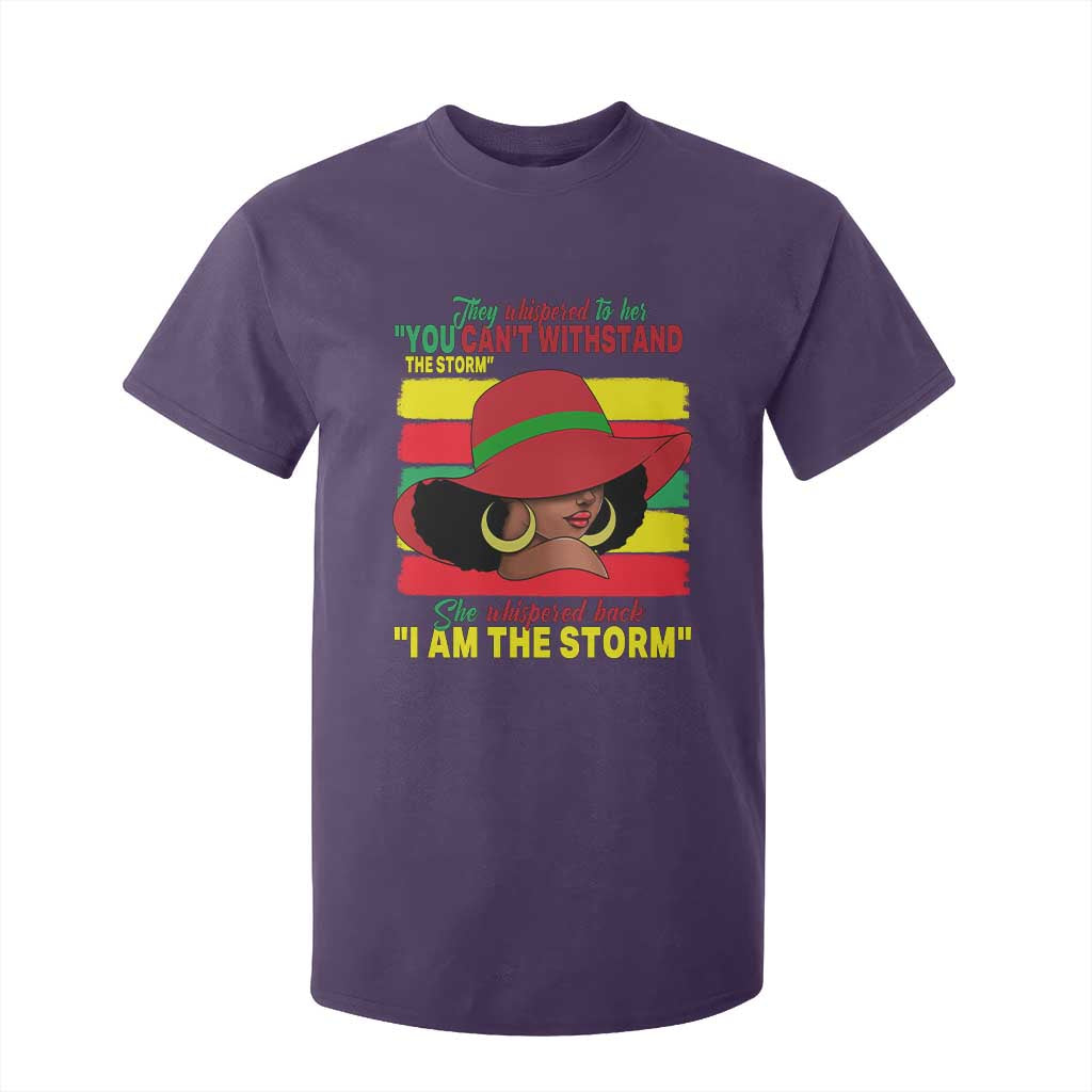 Proud Black African American T Shirt For Kid They Whispered To Her You Can't Withstand The Storm Black History Month