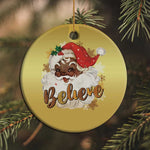 Funny Xmas Black Santa Christmas Ornament Believe Retro African American Christmas