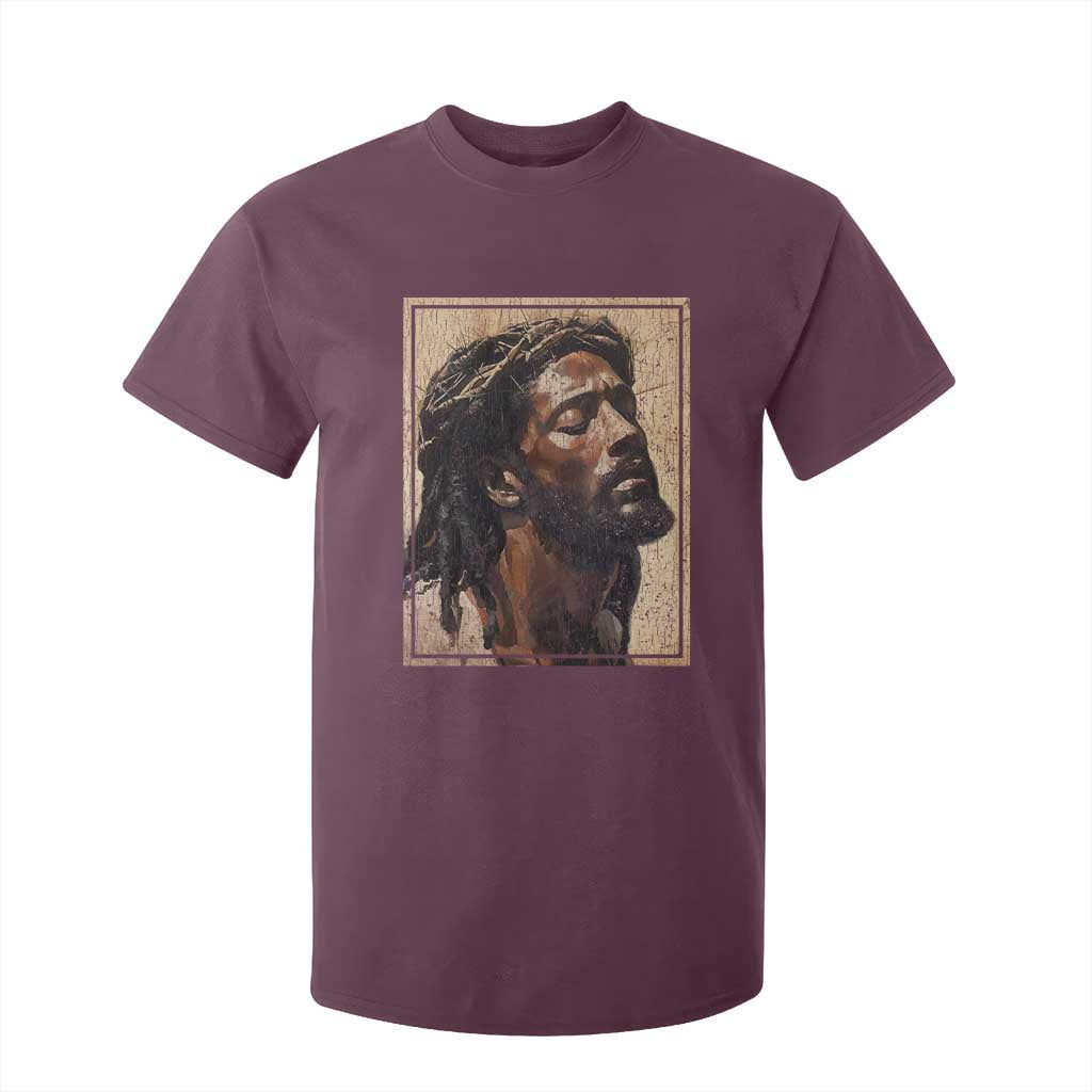 Religious Black Jesus With Crown Of Thorns T Shirt For Kid
