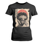 African American Female Samurai Warrior T Shirt For Women Japanese Art Black Onna Bugeisha