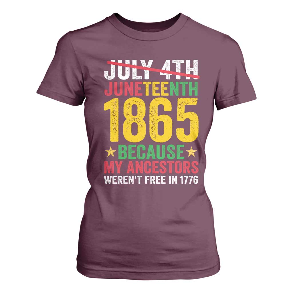 1865 Is Freedom Day Because My Ancestors Weren't Free In 1776 T Shirt For Women
