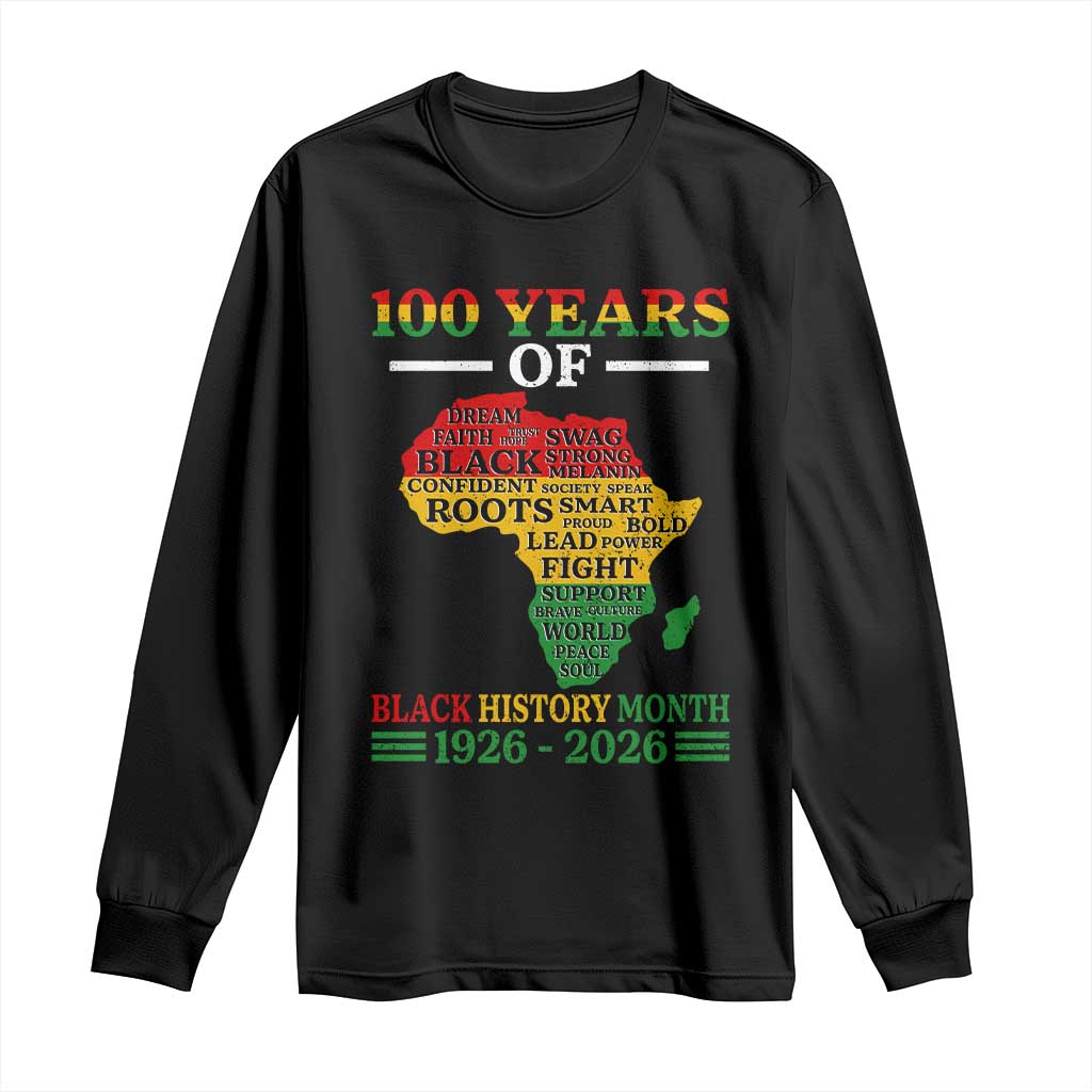 100 Years Of Black History Month Long Sleeve Shirt Centennial Of Black ...