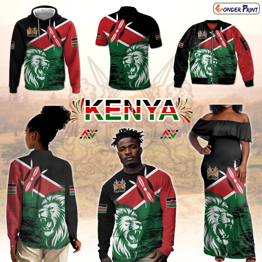 Afro Kenya Lion Head Flag Style | Africanpride