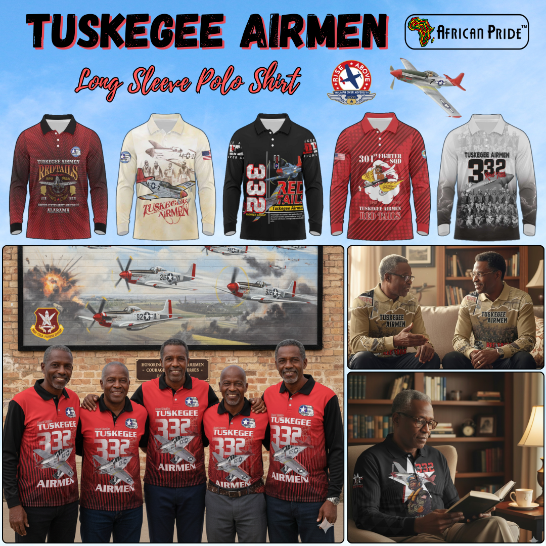 Tuskegee Red Tails Airmen Long Sleeve Polo Shirt