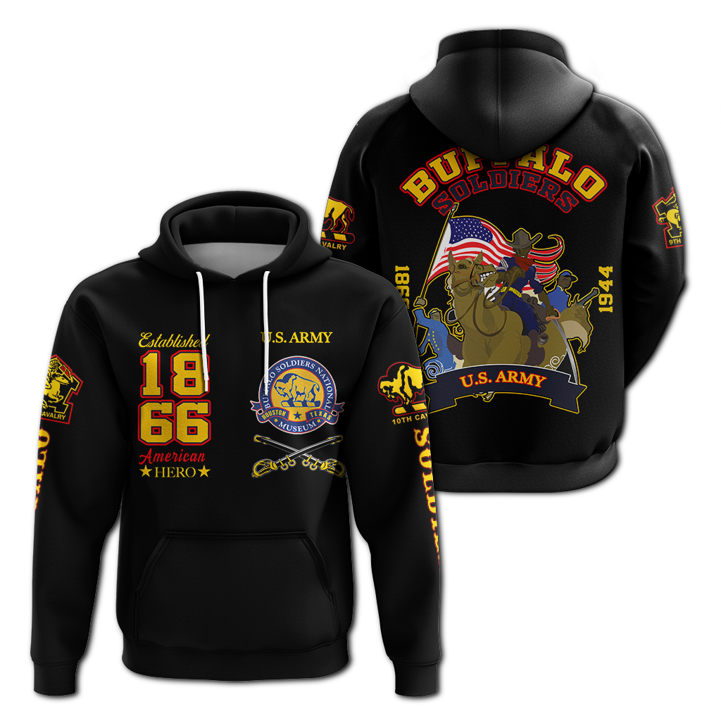 Big Boy Buffalo Soldiers Hoodie Black  - African Pride