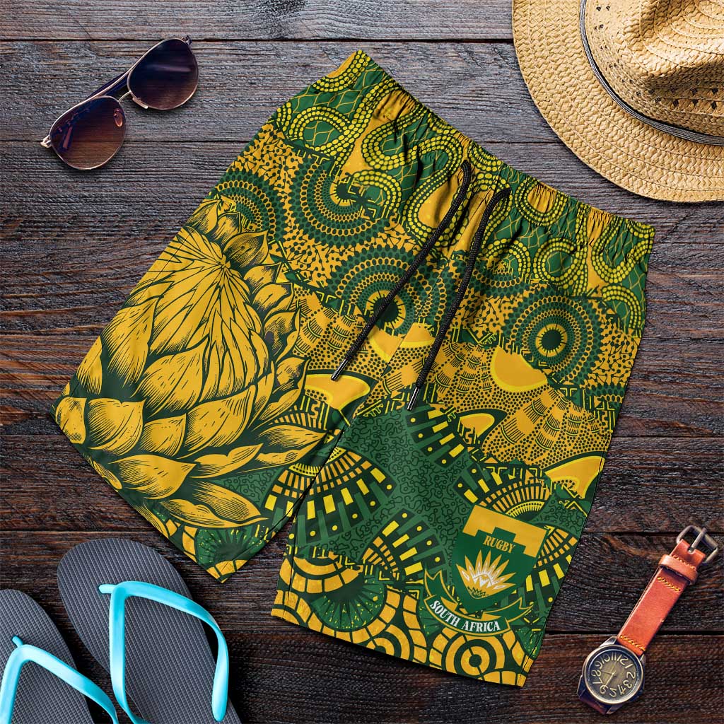2026 Autumn Rugby Nations South Africa Shorts for Men Indigenous Tribal Patchwork Motif