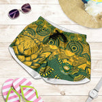 2026 Autumn Rugby Nations South Africa Shorts for Women Indigenous Tribal Patchwork Motif