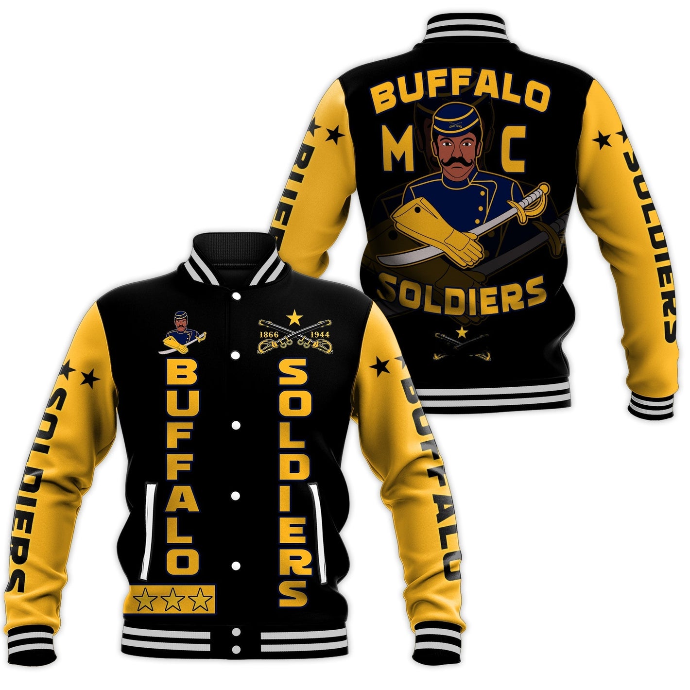 Buffalo Soldiers Baseball Jacket BSMC Club Adore Motorcycle  - African Pride