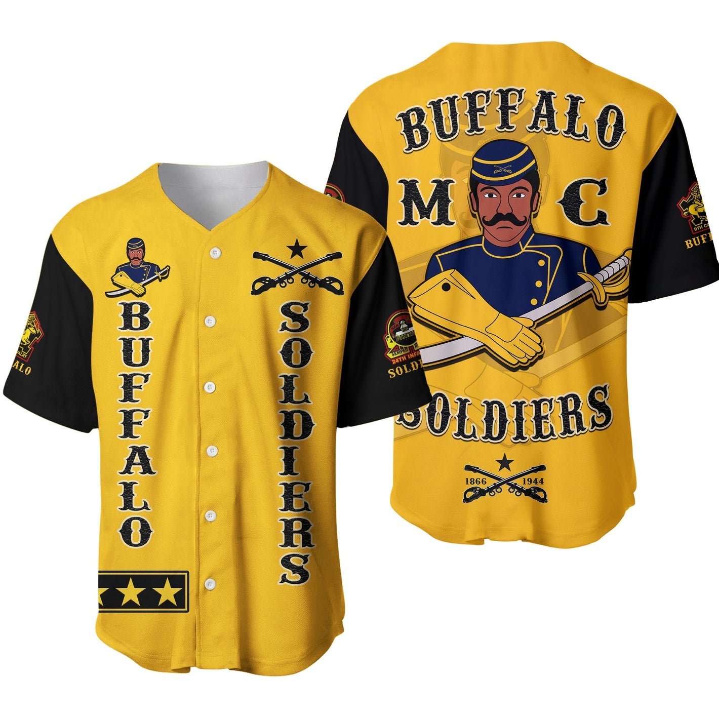 Buffalo Soldiers Baseball Jersey Motorcycle BSMC Club Ver.01  - African Pride