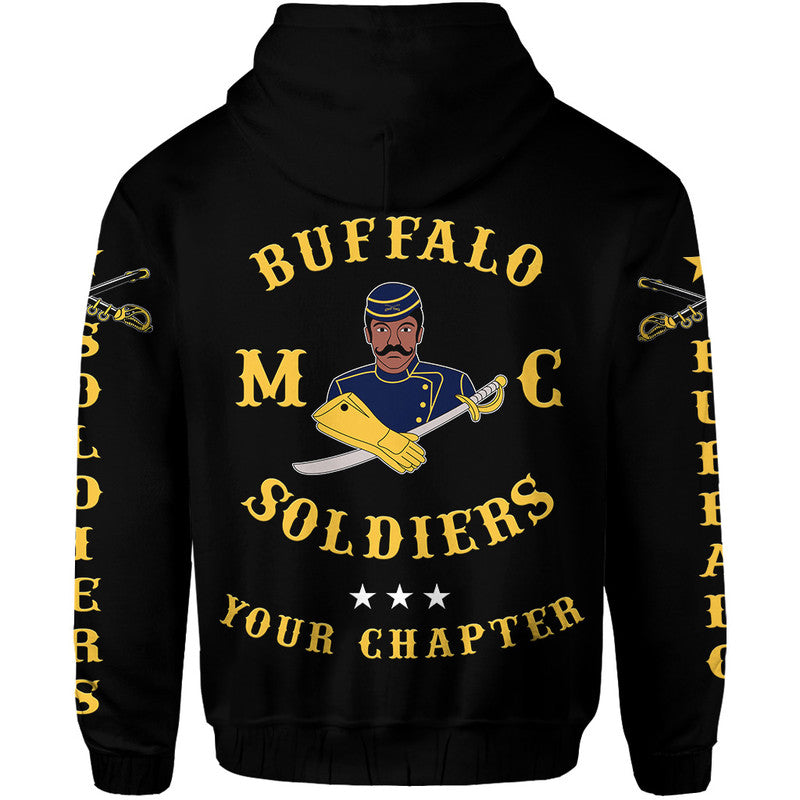 Custom Buffalo Soldiers Motorcycle Club Hoodie BSMC Original Style Black  - African Pride