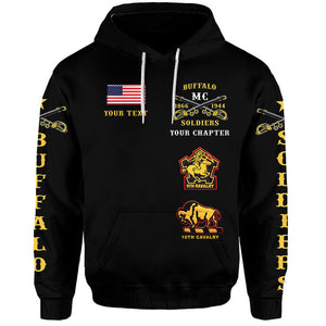 Custom Buffalo Soldiers Motorcycle Club Hoodie BSMC Original Style Black  - African Pride