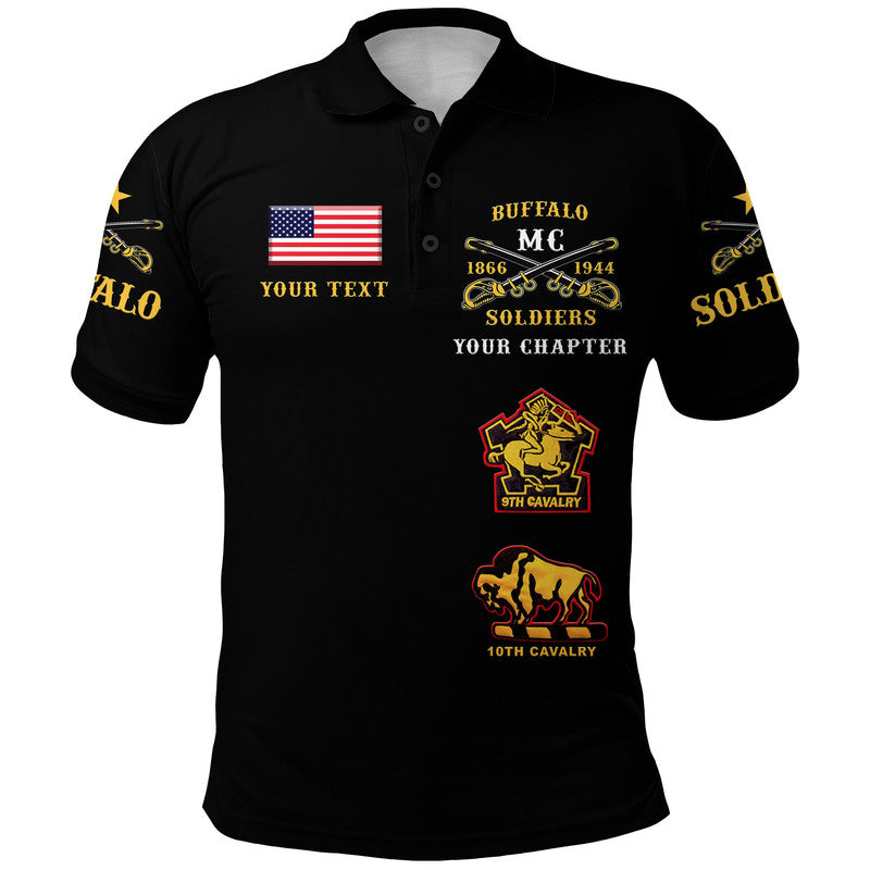 Custom Buffalo Soldiers Motorcycle Club Polo Shirt BSMC Original Style Black  - African Pride