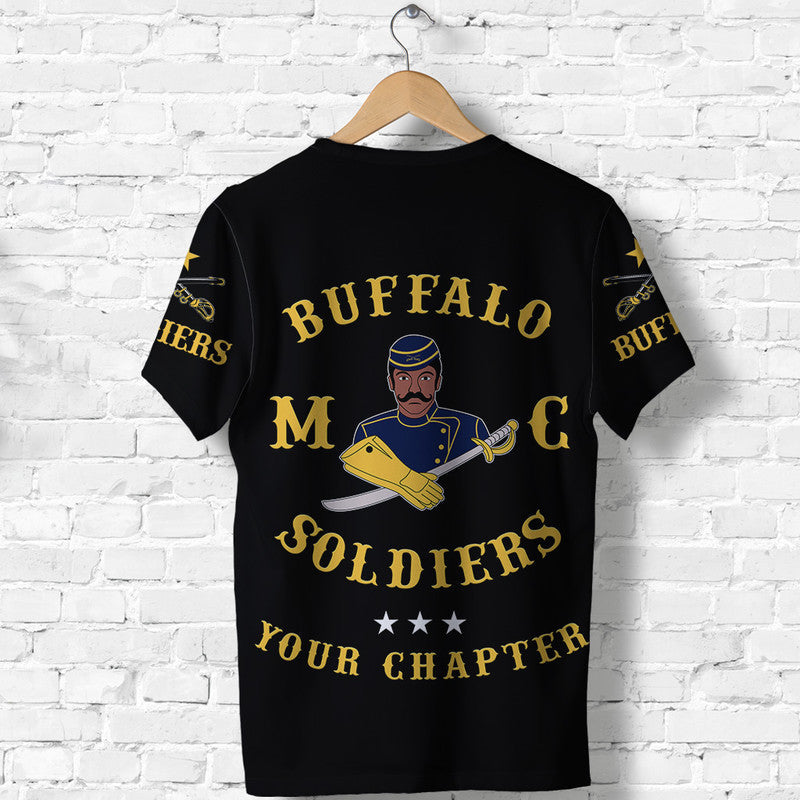 Custom Buffalo Soldiers Motorcycle Club BSMC T Shirt Simple Style Black  - African Pride