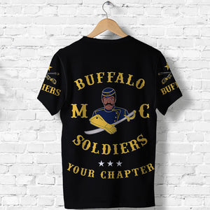 Custom Buffalo Soldiers Motorcycle Club BSMC T Shirt Simple Style Black  - African Pride