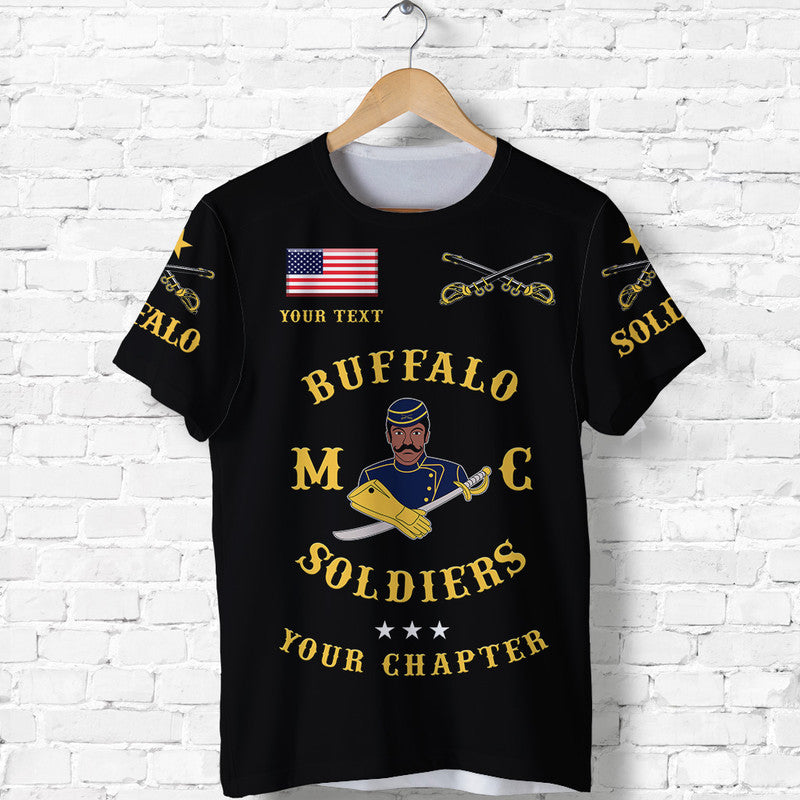 Custom Buffalo Soldiers Motorcycle Club BSMC T Shirt Simple Style Black  - African Pride