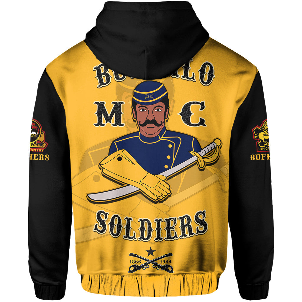 Custom Buffalo Soldiers Hoodie Motorcycle BSMC Club  - African Pride