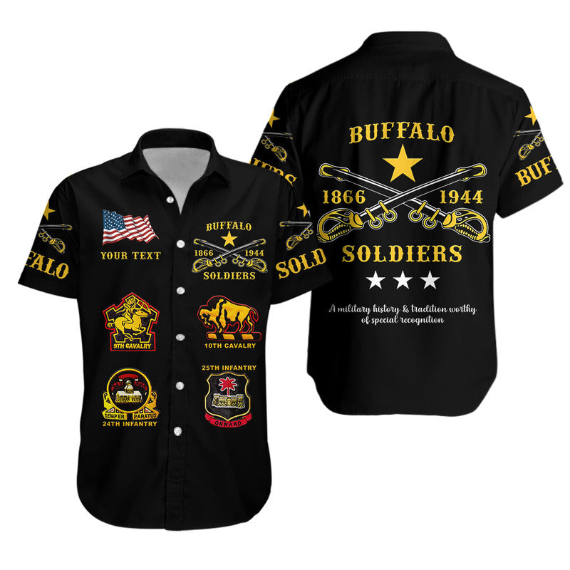 Personalized Buffalo Soldiers Hawaiian Shirt African American Military Original Style - Black  - African Pride