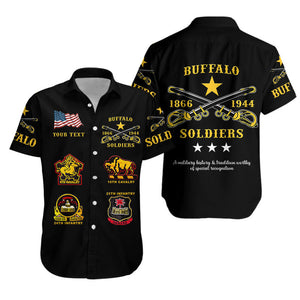 Personalized Buffalo Soldiers Hawaiian Shirt African American Military Original Style - Black  - African Pride