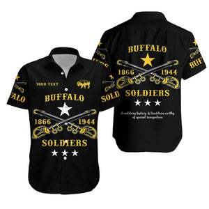 Personalized Buffalo Soldiers Hawaiian Shirt African American Military Simple Style - Black  - African Pride